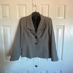 Kasper Women's Gray Blazer with Ruffle Collar
